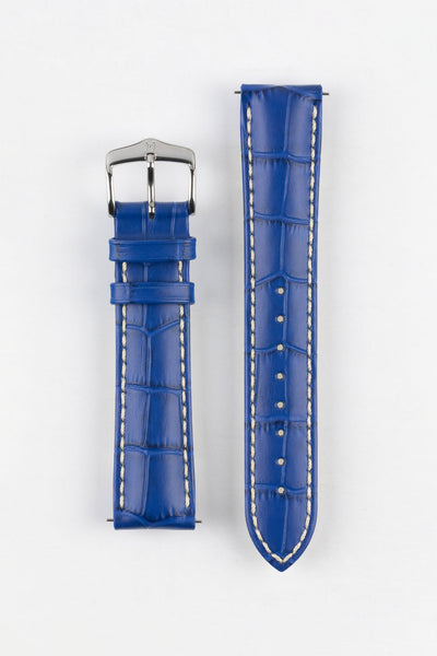 Hirsch MODENA Royal Blue Alligator Embossed Leather Watch Strap