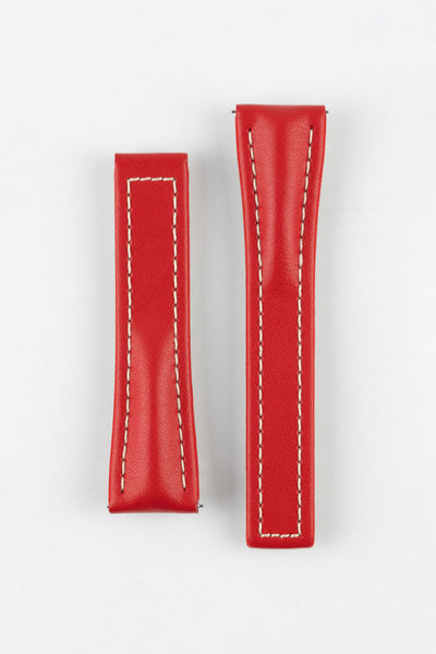 Hirsch NAVIGATOR Calfskin Deployment Watch Strap in RED