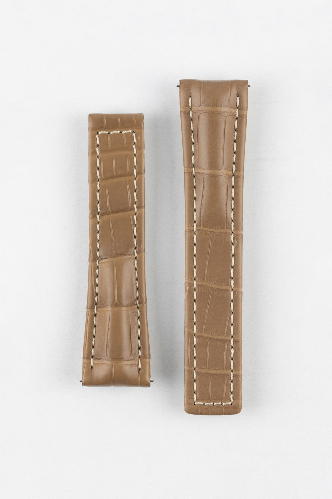 Hirsch NAVIGATOR Alligator Deployment Watch Strap in BEIGE
