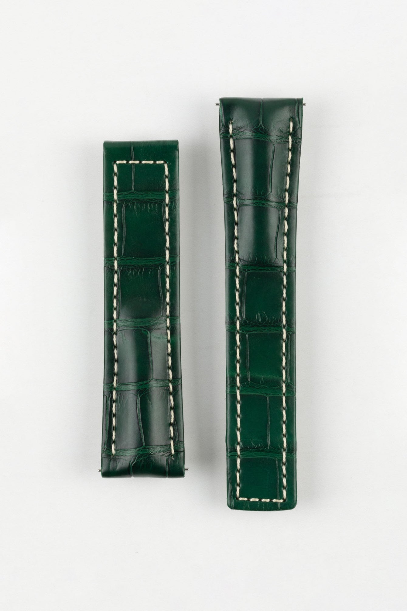 Hirsch NAVIGATOR Alligator Deployment Watch Strap in DARK GREEN