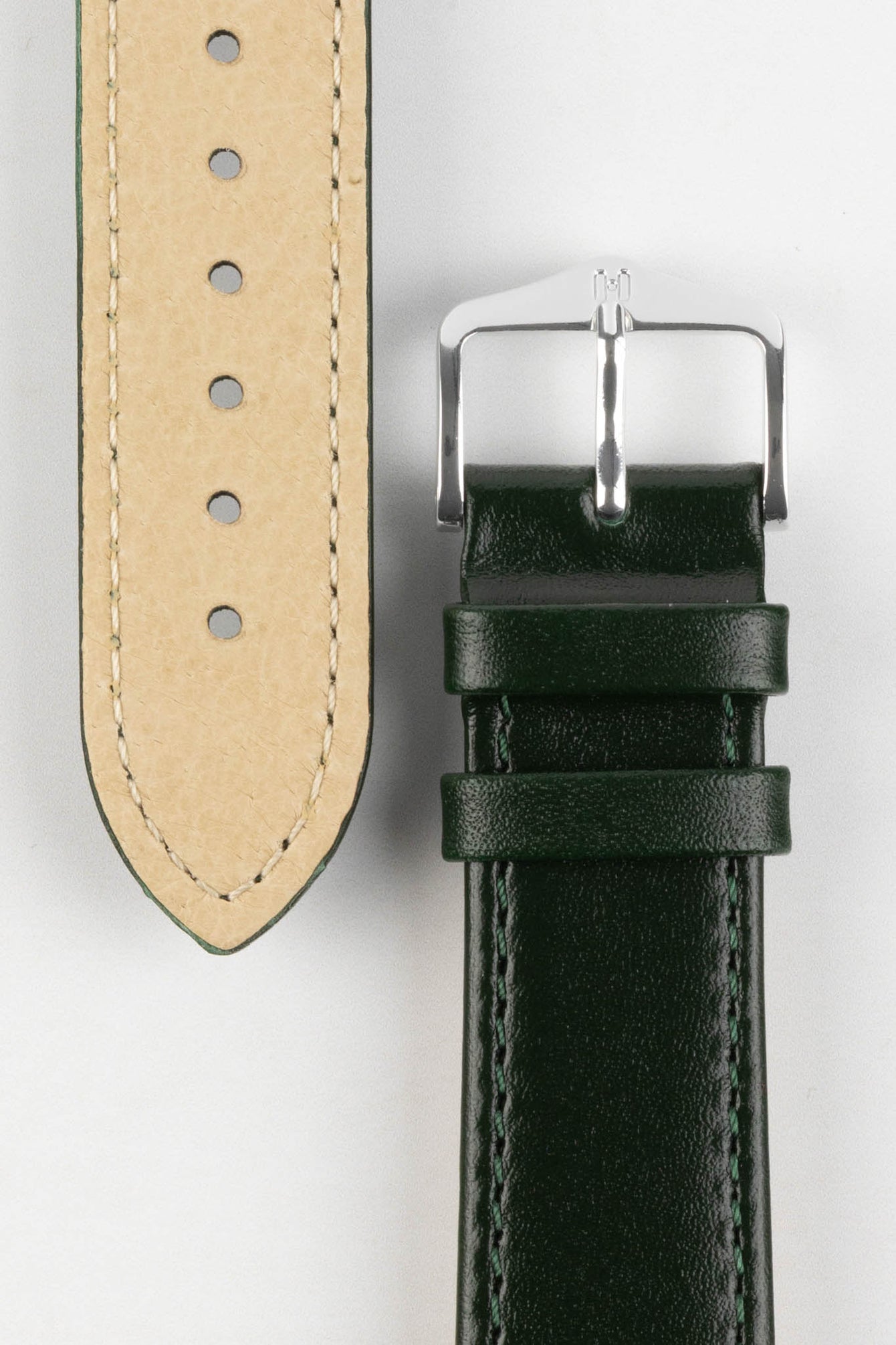 green leather watch strap