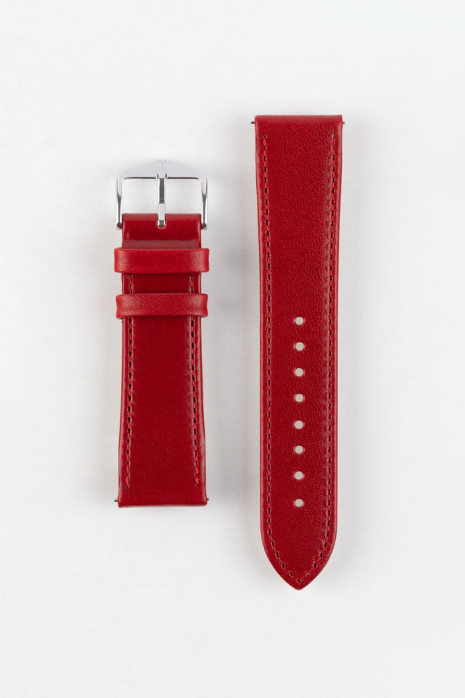 Hirsch OSIRIS Calf Leather Watch Strap in RED