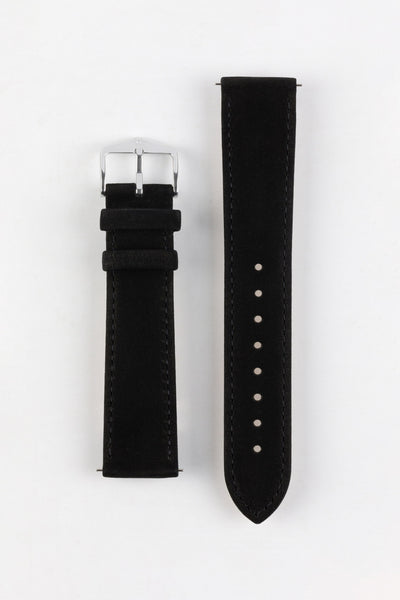 Hirsch OSIRIS Black Calf Leather With Nubuck Effect Watch Strap