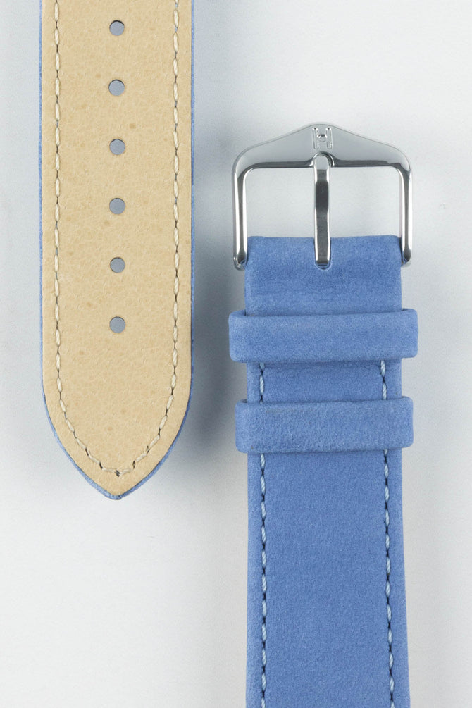 Hirsch OSIRIS Limited Edition Calf Leather with Nubuck Effect Watch Strap in LIGHT BLUE