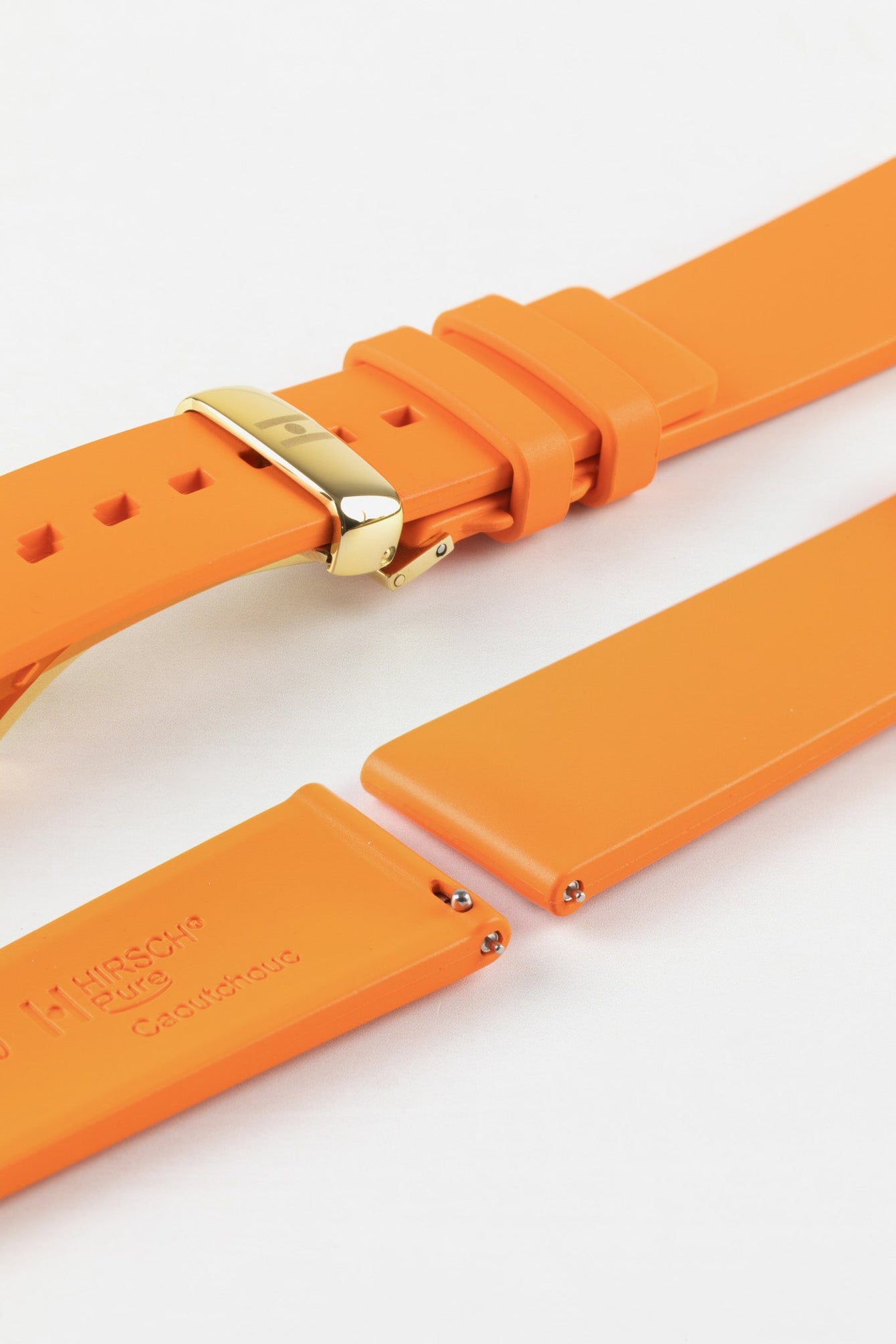 Hirsch PURE Natural Rubber Watch Strap in ORANGE