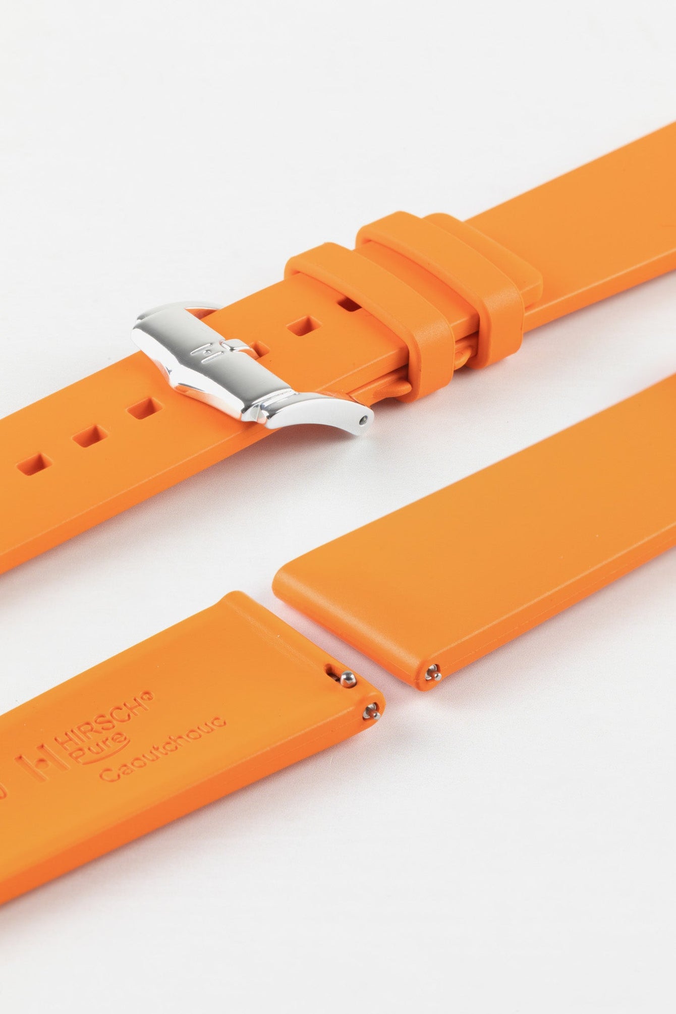 Hirsch PURE Natural Rubber Watch Strap in ORANGE
