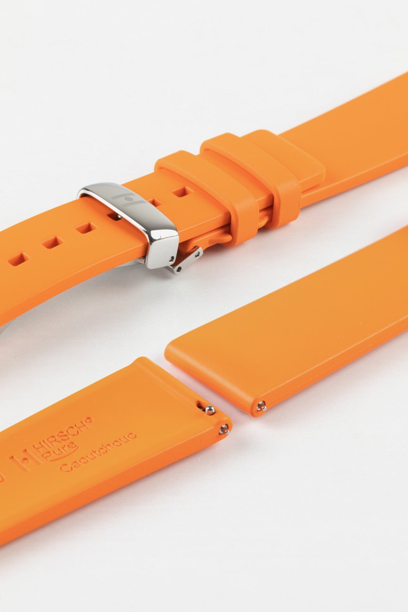 Hirsch PURE Natural Rubber Watch Strap in ORANGE