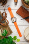 Hirsch PURE Natural Rubber Watch Strap in ORANGE