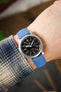 Hirsch RAINBOW Lizard Embossed Leather Watch Strap in ROYAL BLUE