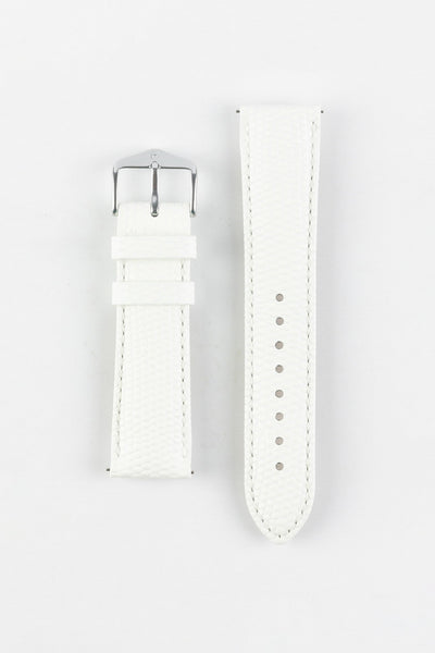 Hirsch RAINBOW Lizard Embossed Leather Watch Strap in WHITE
