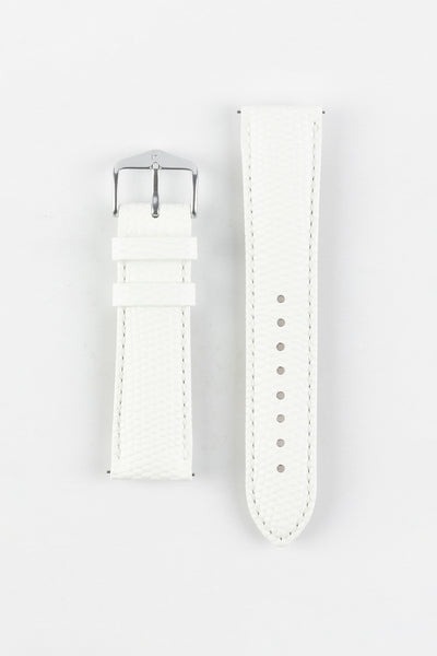 Hirsch RAINBOW Lizard Embossed White Leather Watch Strap