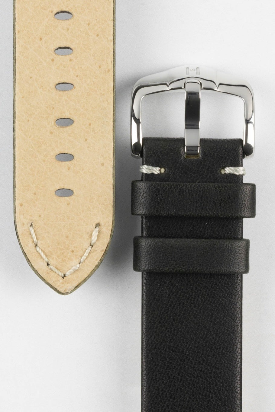 Hirsch Ranger Retro Leather Watch Strap | Black | WatchObsession UK ...
