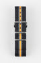 Hirsch RUSH Nylon One-Piece Watch Strap in BLACK / GREY / ORANGE