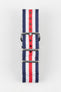 Hirsch RUSH Nylon One-Piece Watch Strap in BLUE / WHITE / RED