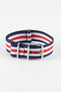 Hirsch RUSH Nylon One-Piece Watch Strap in BLUE / WHITE / RED