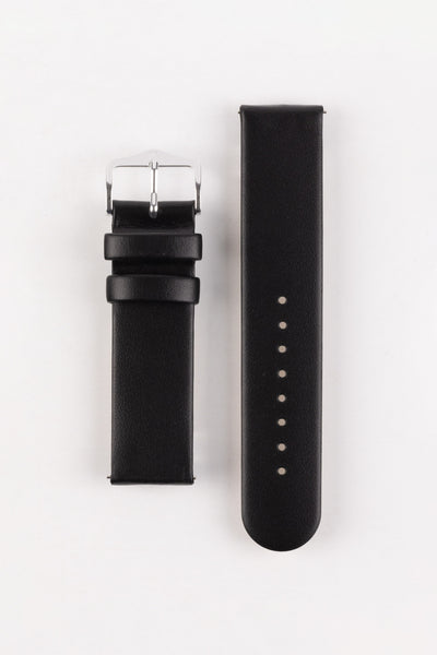 Hirsch SCANDIC Calf Leather Watch Strap in BLACK