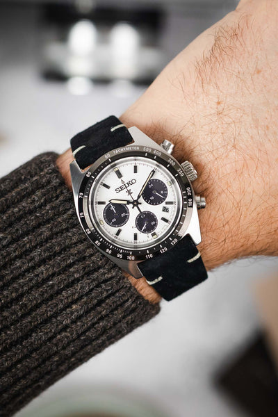 Hirsch SERRO Suede Watch Strap in BLACK