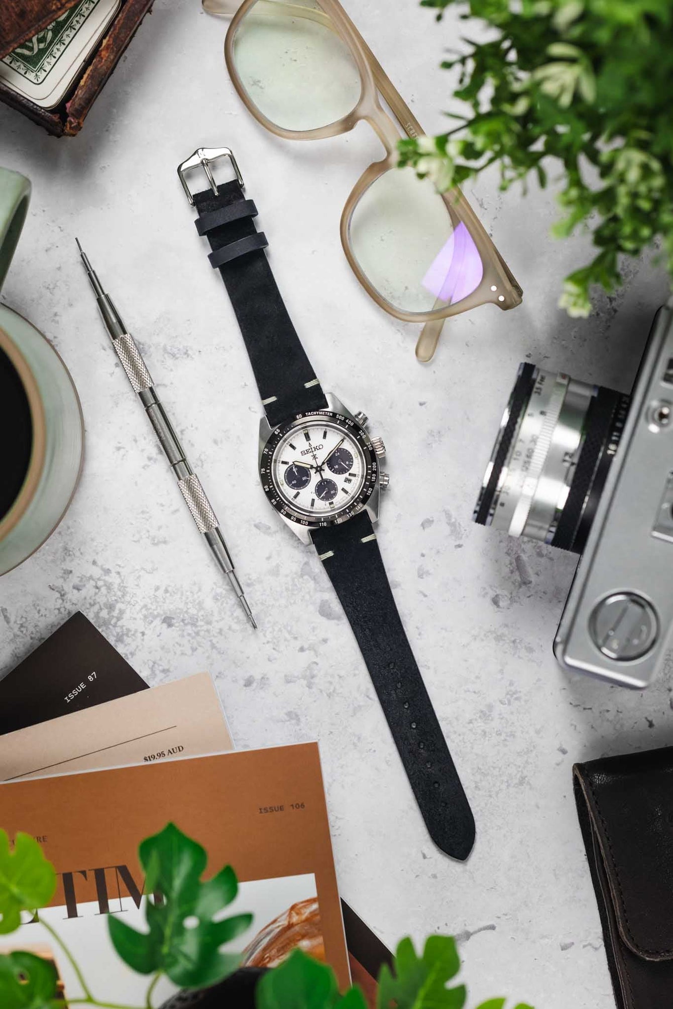 Hirsch SERRO Suede Watch Strap in BLACK