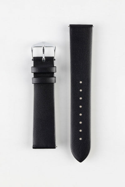 Hirsch TORONTO Quick Release Fine-Grained Leather Watch Strap in BLACK