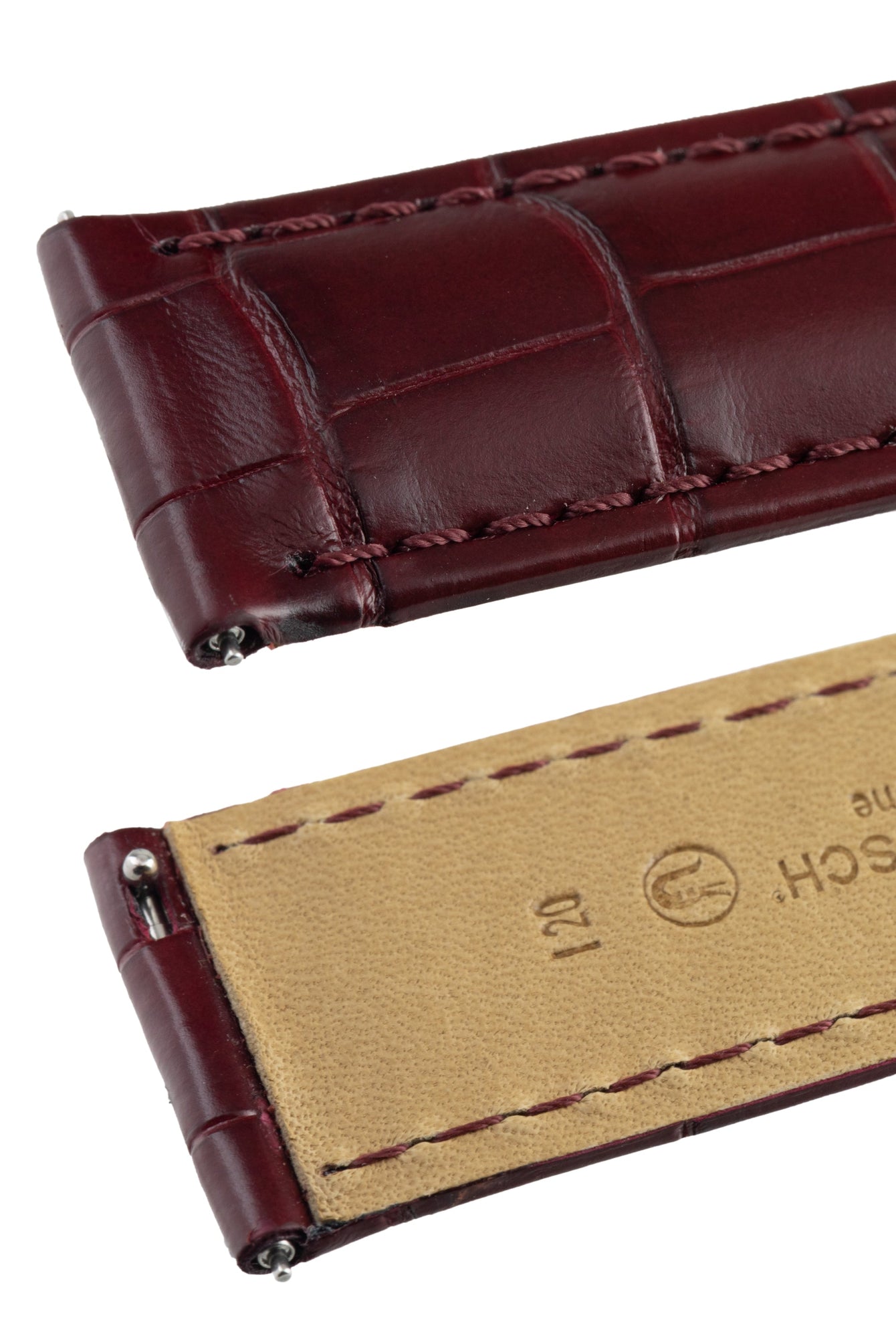 burgundy alligator watch strap 