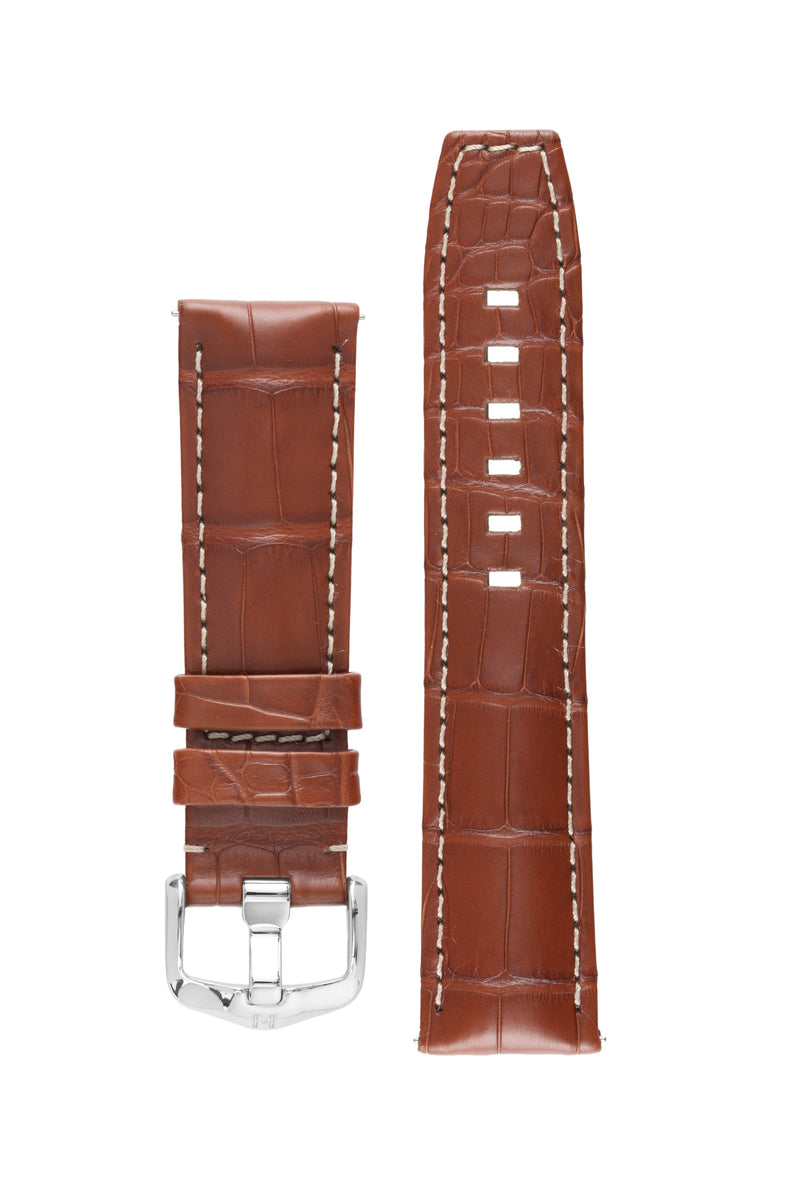 padded brown leather watch strap