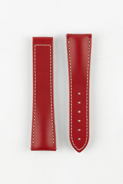 Hirsch VOYAGER Calfskin Deployment Watch Strap in RED/WHITE