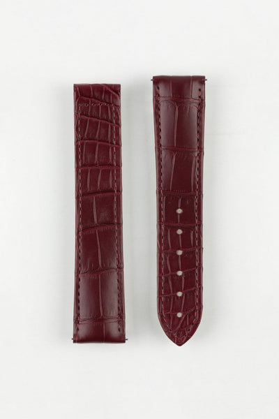 Hirsch VOYAGER Alligator Deployment Watch Strap in BURGUNDY