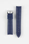 ISOSWISS SKINSKAN Alligator-Embossed Rubber Watch Strap in BLUE with White Stitch