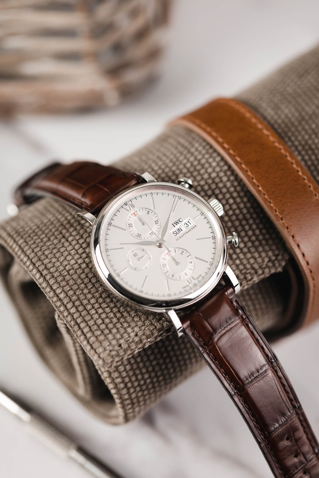 JPM Canvas Watch Roll with Suede Lining in GREY