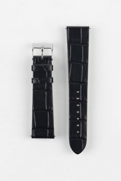 JPM Italian Alligator-Embossed Calfskin Leather Watch Strap in BLACK