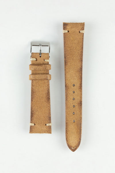 JPM Italian Distressed Tasso Leather Watch Strap in AMBER