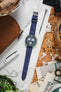 JPM Italian Suede Leather Watch Strap in BLUE