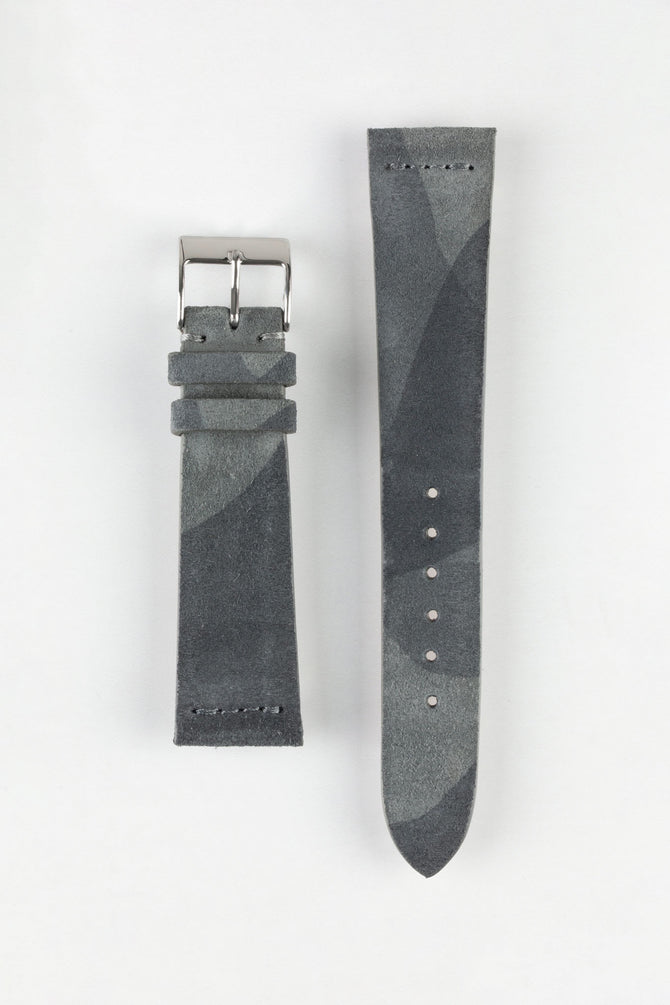 JPM Italian Suede Leather Watch Strap in GREY CAMOUFLAGE