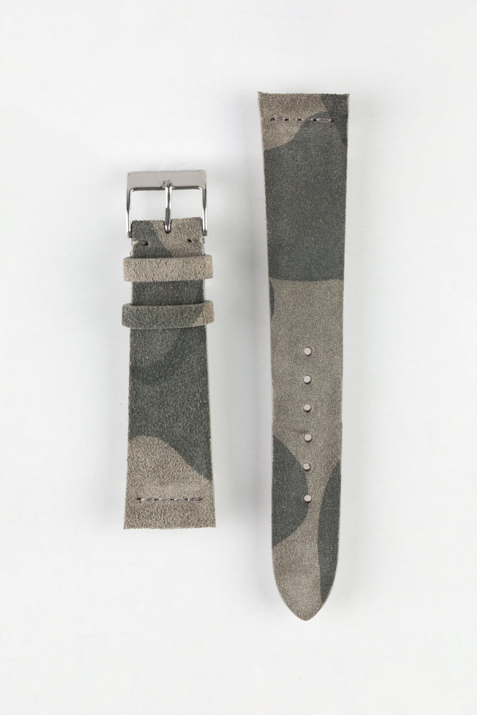 JPM Italian Suede Leather Watch Strap in TAUPE CAMOUFLAGE