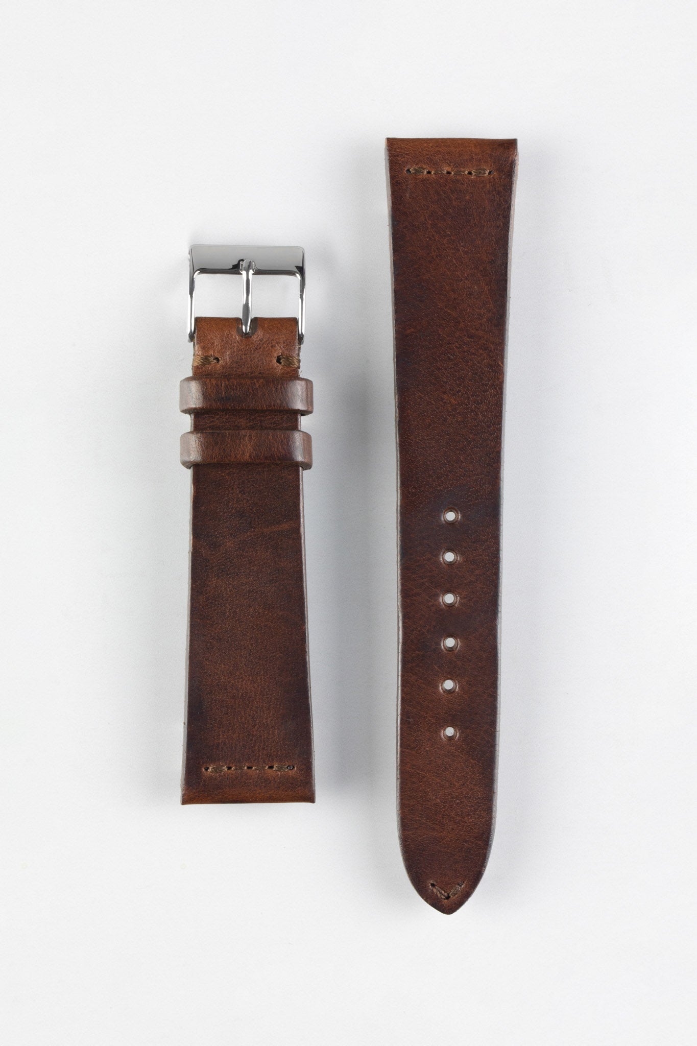 JPM Italian Distressed Leather Watch Strap with Tonal Stitch in BROWN Watch Obsession