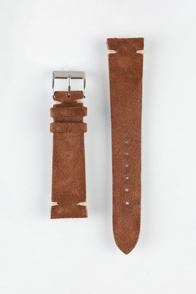 JPM Italian Vintage Suede Leather Watch Strap in BROWN