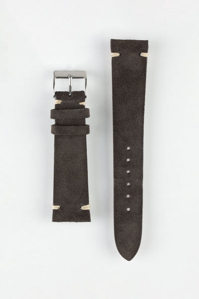 JPM Italian Vintage Suede Leather Watch Strap in CHARCOAL