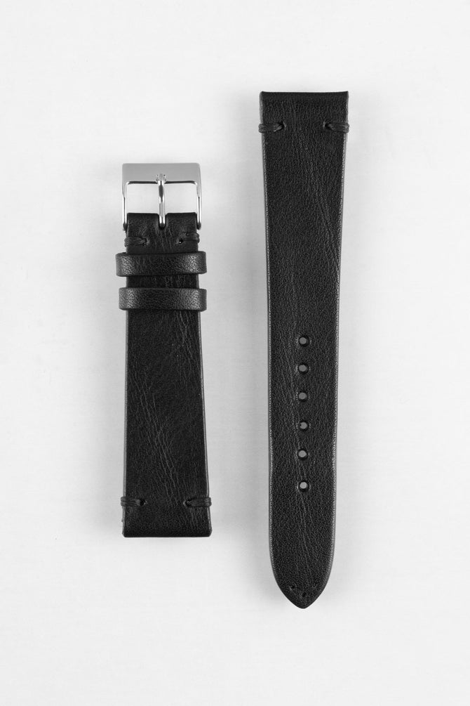 JPM NERO Vintage Leather Watch Strap in BLACK