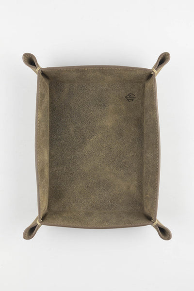JPM Small Suede Leather Valet Tray in GREY