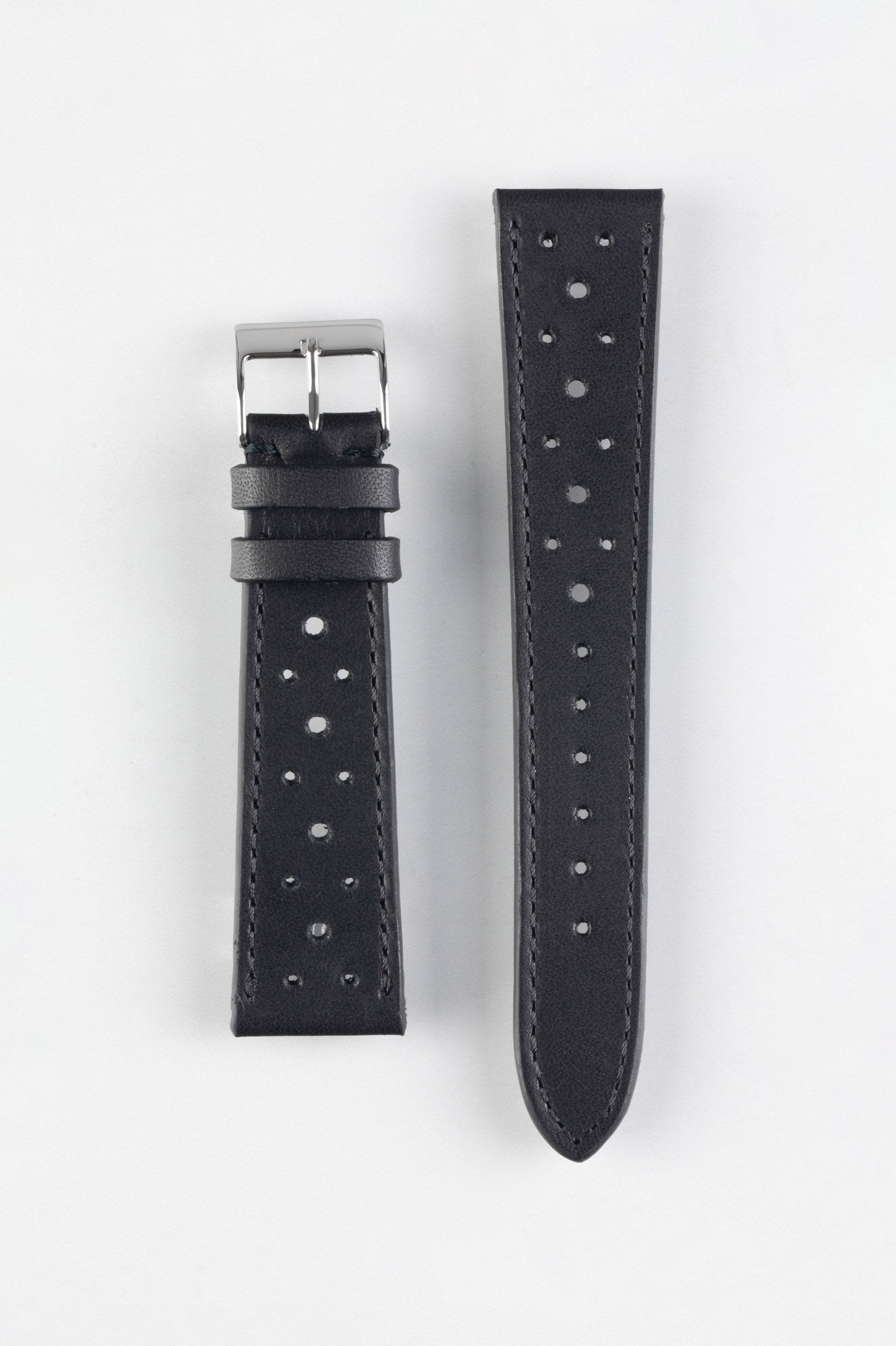 JPM Italian Vintage Leather Racing Watch Strap in BLACK Watch