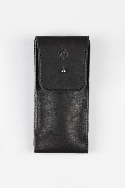 JPM Single Watch Leather Travel Pouch in BLACK