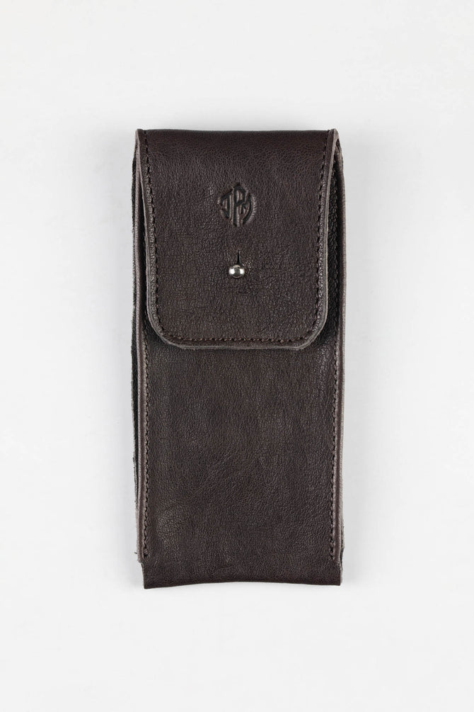 JPM Single Watch Leather Travel Pouch in BROWN