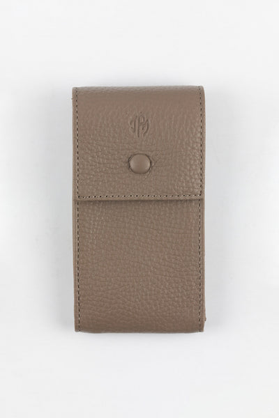 JPM Luxe Leather Watch Pouch in TAUPE