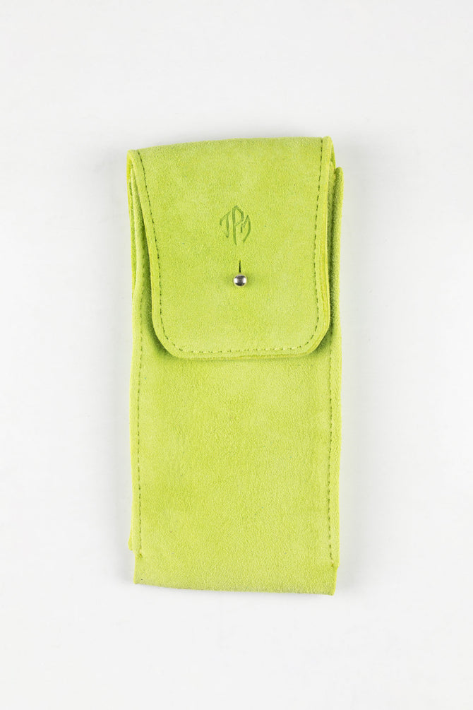 JPM Single Watch Vintage Suede Travel Pouch in LIME GREEN