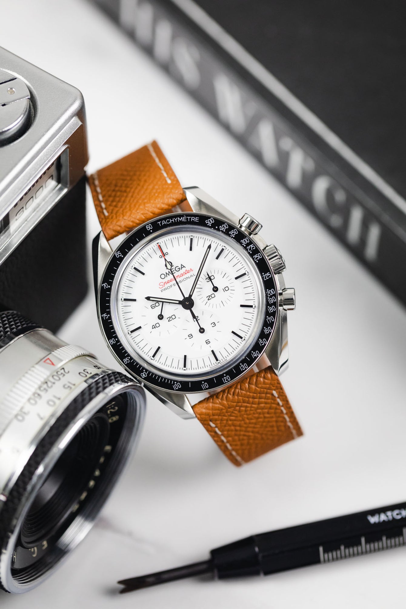 Flat Epsom Calfskin Watch Strap in Cognac