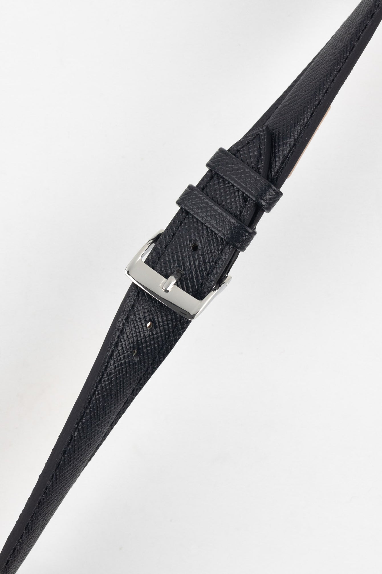 Classic Saffiano Leather Watch Strap in Black