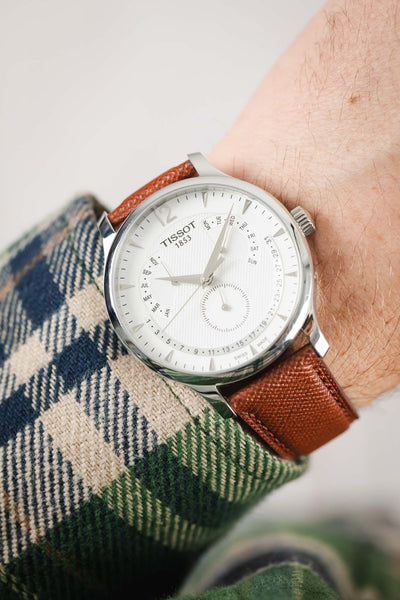 Classic Saffiano Leather Watch Strap in Cognac