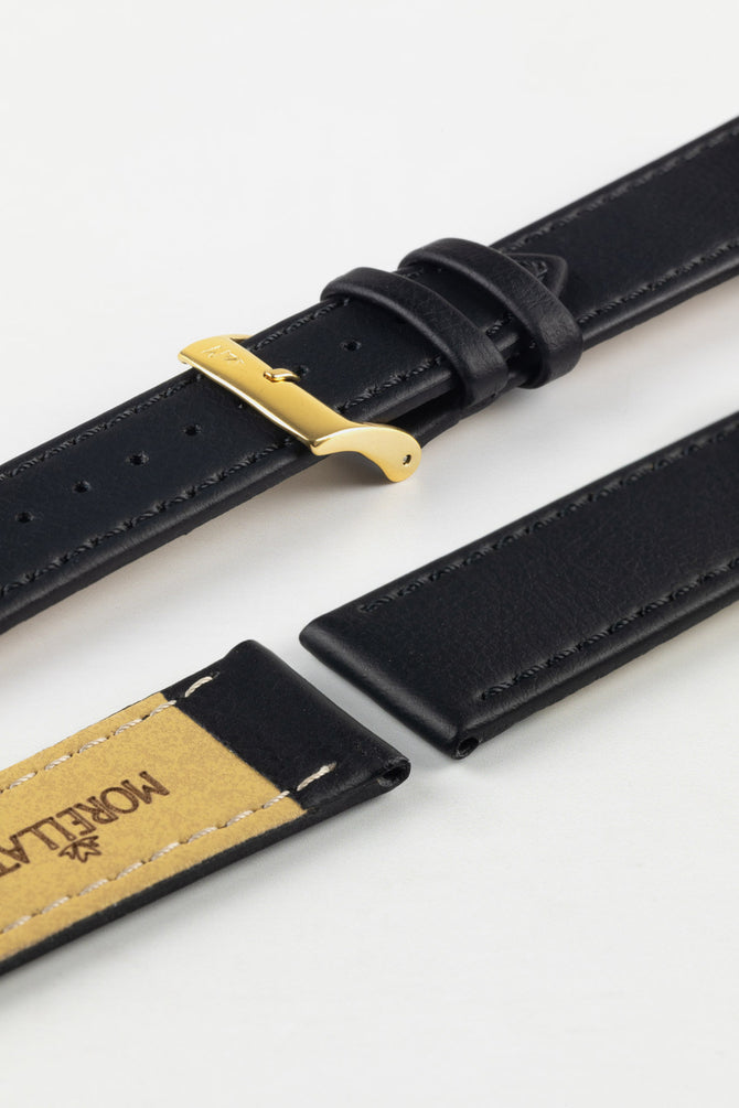Morellato ABETE Buffalo-Embossed Vegan Leather Watch Strap in BLACK