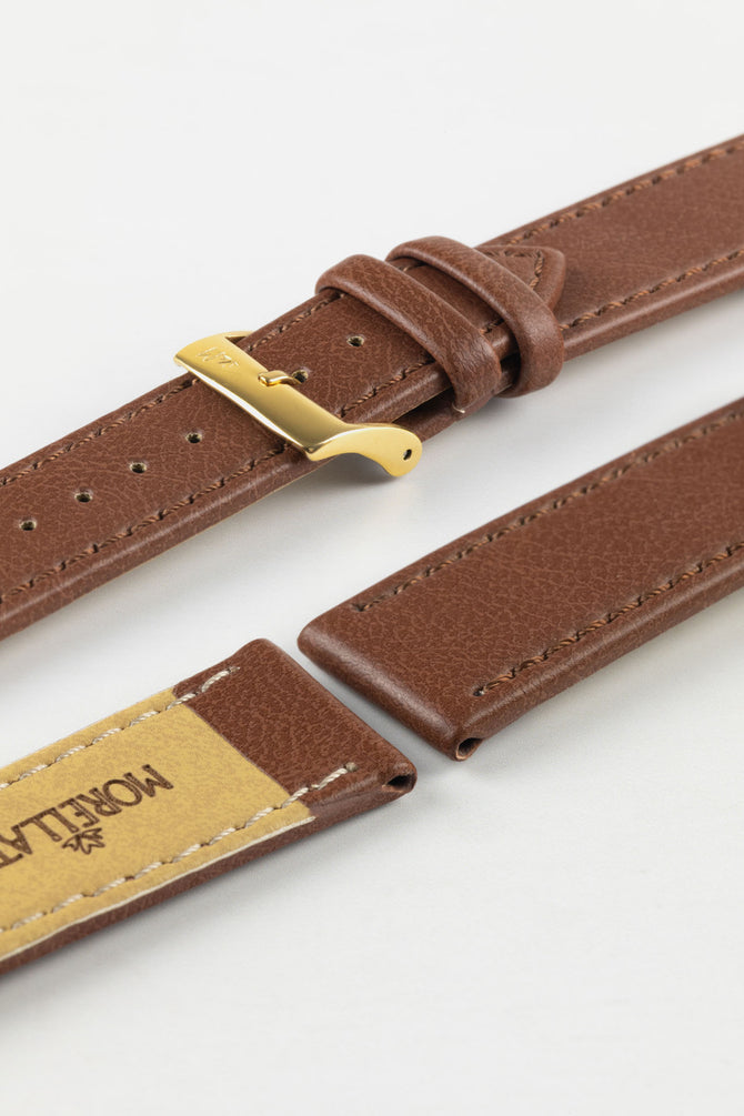 Morellato ABETE Buffalo-Embossed Vegan Leather Watch Strap in GOLD BROWN