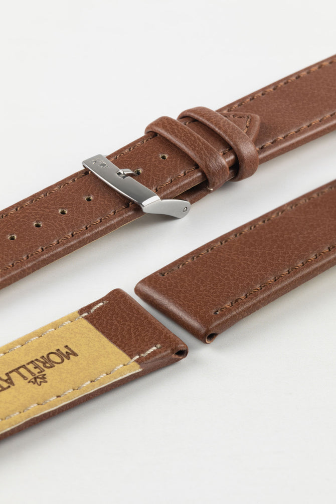 Morellato ABETE Buffalo-Embossed Vegan Leather Watch Strap in GOLD BROWN